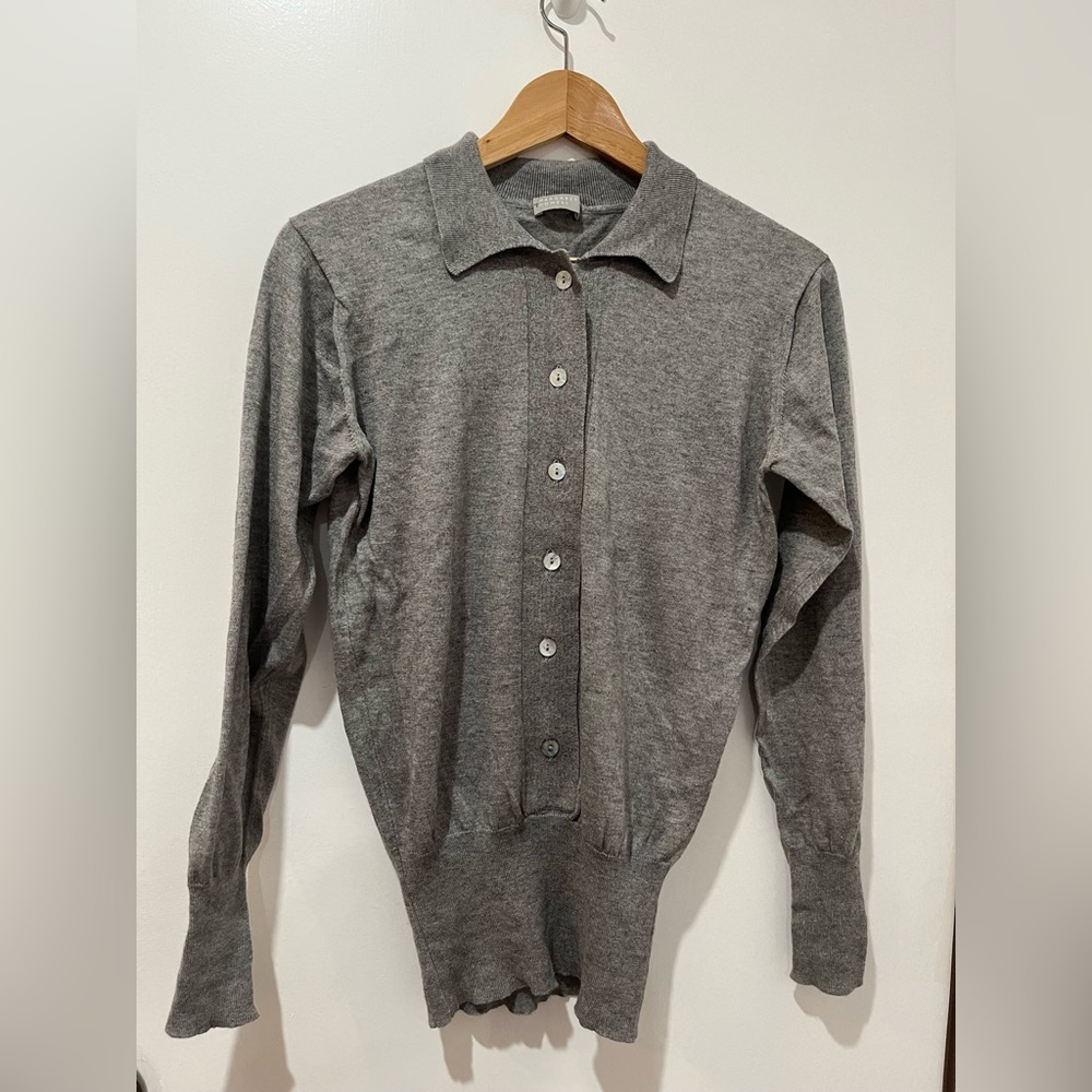 Margaret Howell Wool Polo Shirt Heather Grey